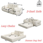 78.7" 3-in-1 Foldable Sofa Bed - Convertible Pet & Human Bed with Non-Slip Base, Foam-Filled T Fabric - Ideal for Large Dogs & Overnight Guests in Living Room or Playroom