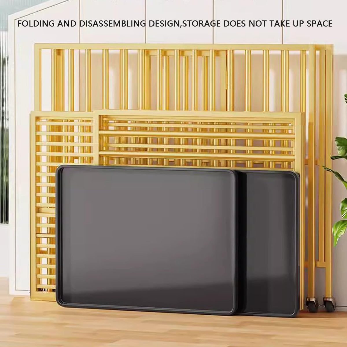 Heavy Du Gold Dog Crate with Removable Tray & Lockable Wheels - Indoor Kennel for Small/Mum/Lar Dogs - Double Door Ca (37.4 x 25.6 x 33.5in)