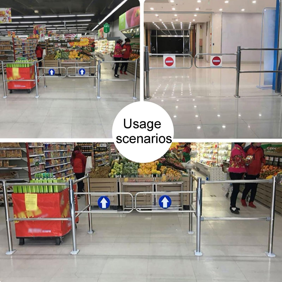 Automatic Spring-Loaded Safety Swing Gate, 90° Manual Open Pedestrian Gate for Supermarkets, Factories & Parks, Rebound Design, Silver-A, 140x100cm