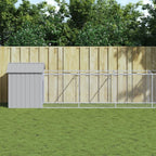 Outdoor Dog House with Extended Run Galvanized Steel Gray