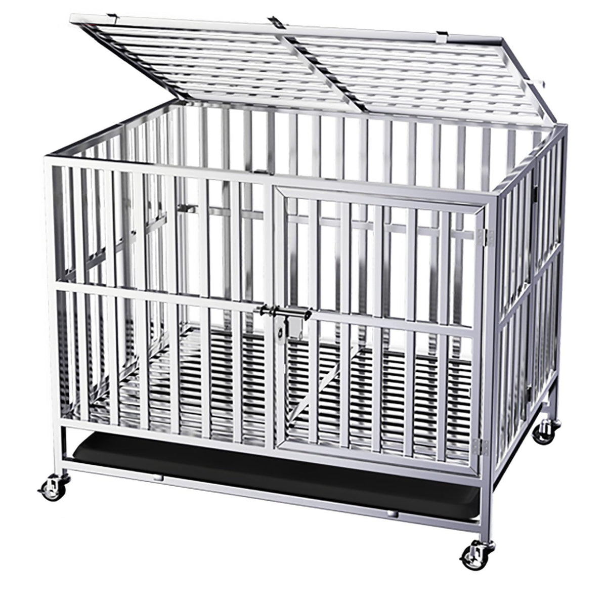 Large Dog Crate Furniture, Dog Kennel Indoor, Heavy-Duty Dog Crate, Foldable with Removable Tray and Swivel Silent Wheels Warm as Ever(One Color 94x65x81cm)