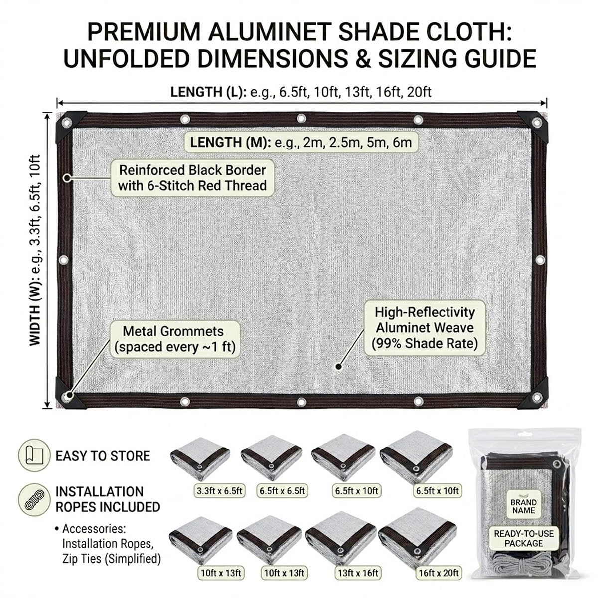 99% Aluminum Shade Cloth, Heavy Duty Reflective Sun Shade Mesh Tarp with Grommets for Outdoor Patio, Garden, Car Cover, Dog Kennel & Greenhouse Canopy(26x66ft/8.0x20m)