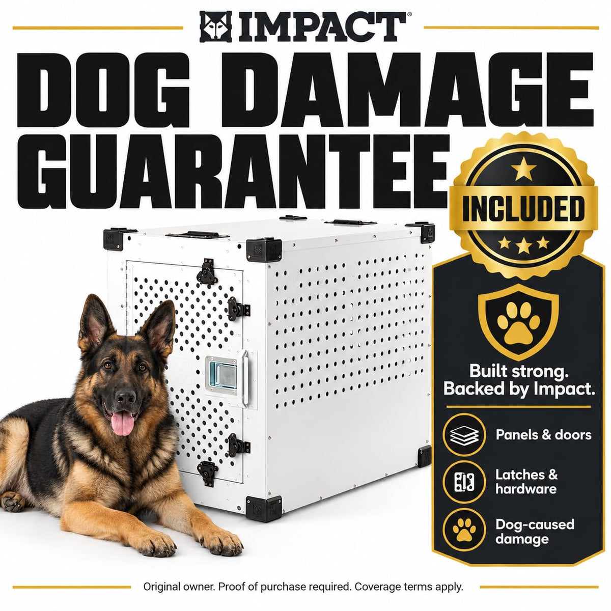 Impact High Anxiety Dog Crate - Escape Proof Kennel (White, 34")