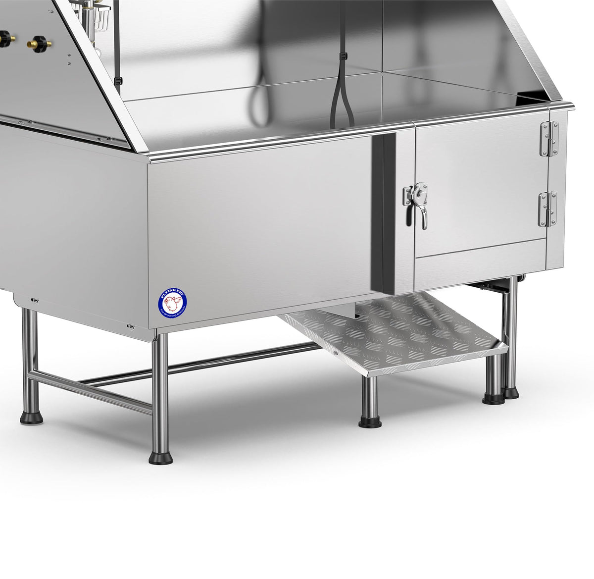 62" Stainless Steel Pet Dog Bath Tub with Faucet (Right door/Left Drain), 62 x 27 x 58"
