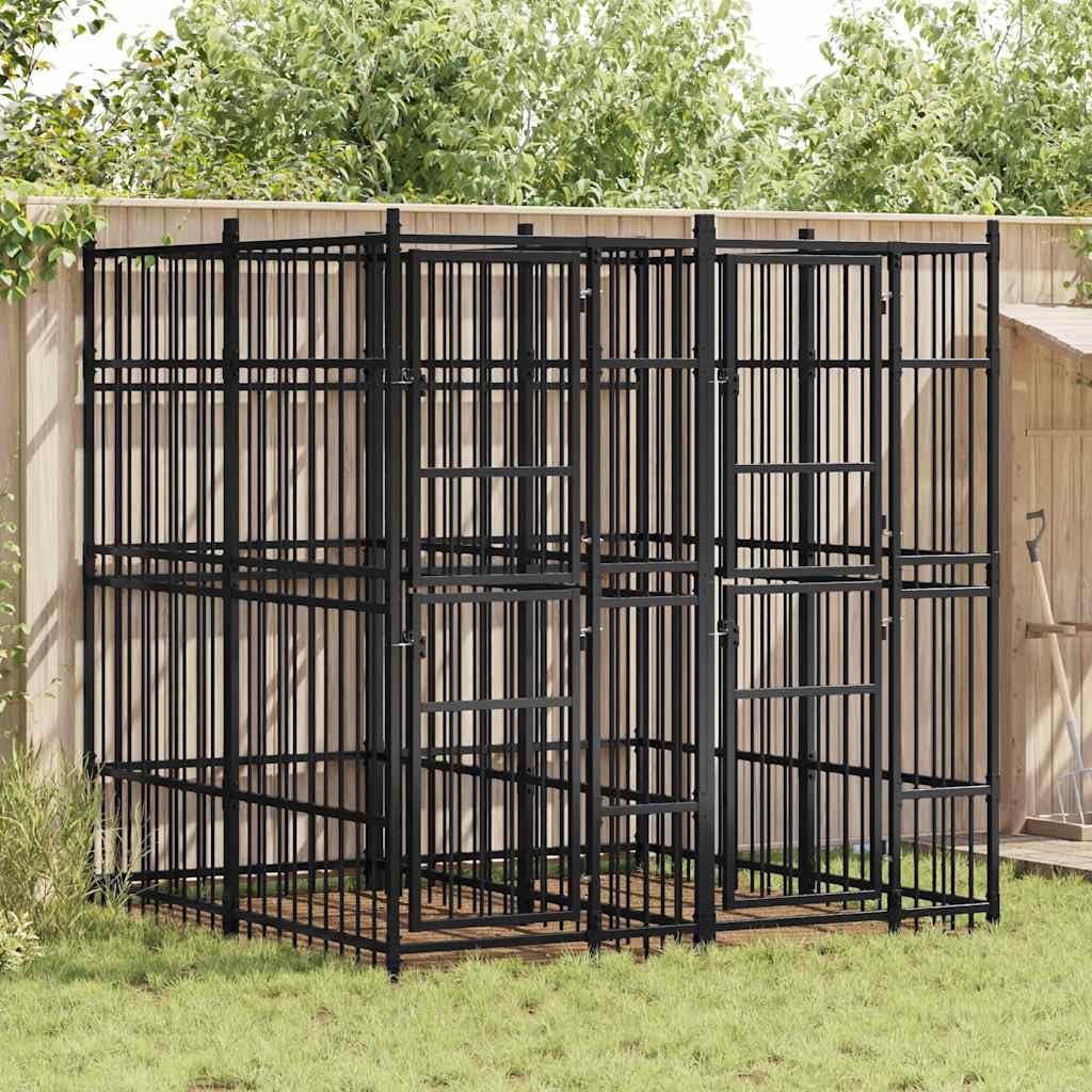 Outdoor Dog Kennel 39.7 ft Powder-Coated Steel Playpen with Lockable Hinged Door for Safety
