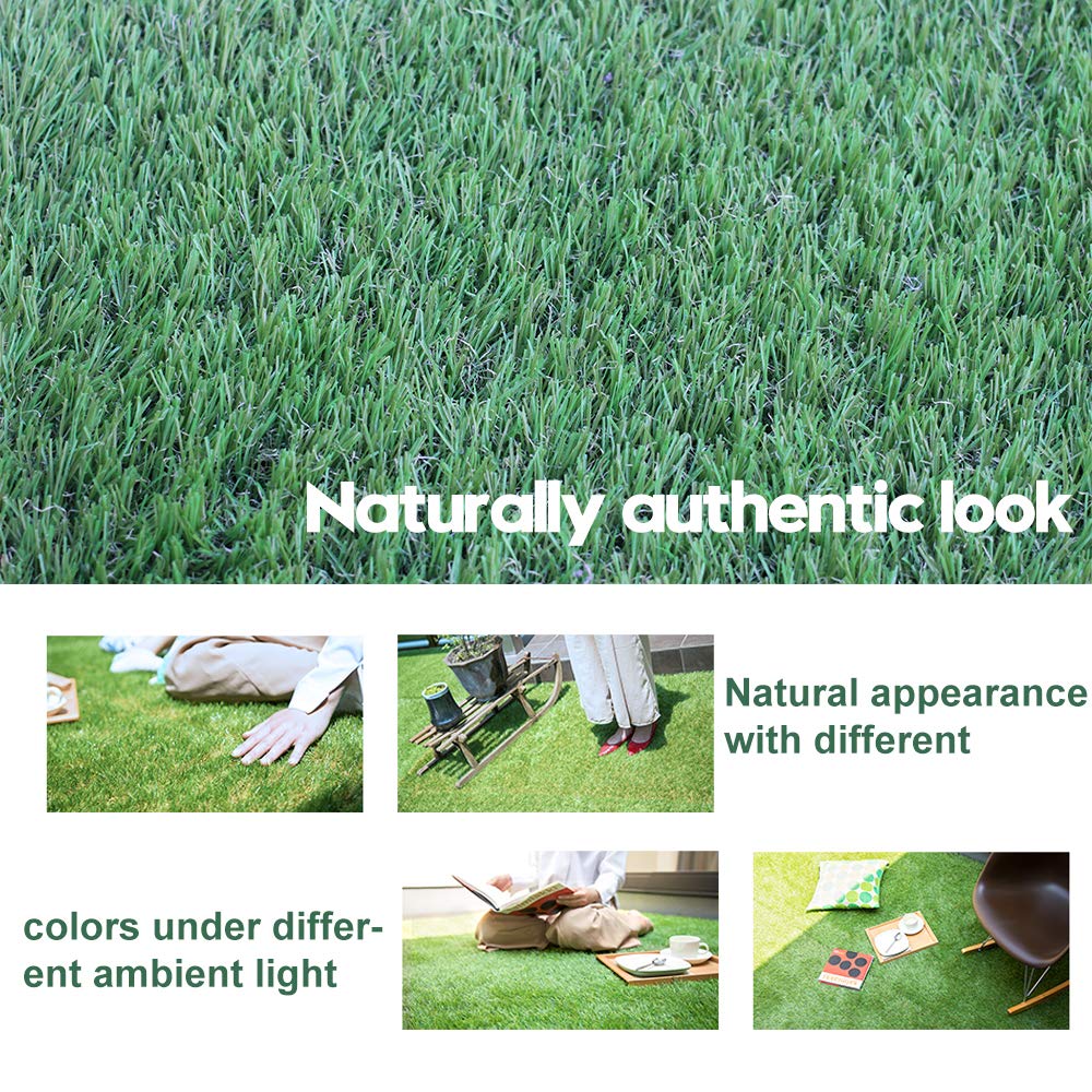 Artificial Grass Turf 11FTX37FT,1,38inch 4 Tone Realistic Synthetic Thick Fake Faux Grass Rug Astroturf Carpet Landscape for Dogs Indoor Outdoor Garden Lawn Mat, with Drainage Holes