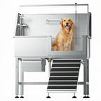 56" Dog Washing Station, 304 Stainless Steel, 600 lb, Side Ramp