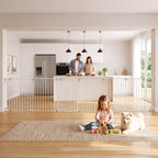 199" Extra Wide Baby Gate, Play Yard Child Safety Gate, Dog Gates with Auto-Close Door, Double Locking System for The House Doorways, Fireplace, Kitchen, 8-Panels, 30" Tall