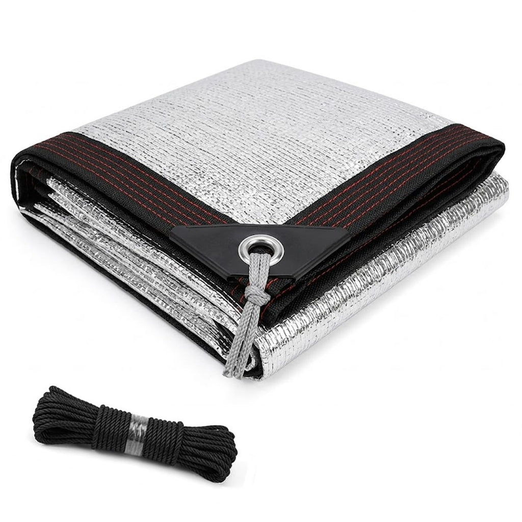 99% Aluminum Shade Cloth, Heavy Duty Reflective Sun Shade Mesh Tarp with Grommets for Outdoor Patio, Garden, Car Cover, Dog Kennel & Greenhouse Canopy(26x66ft/8.0x20m)