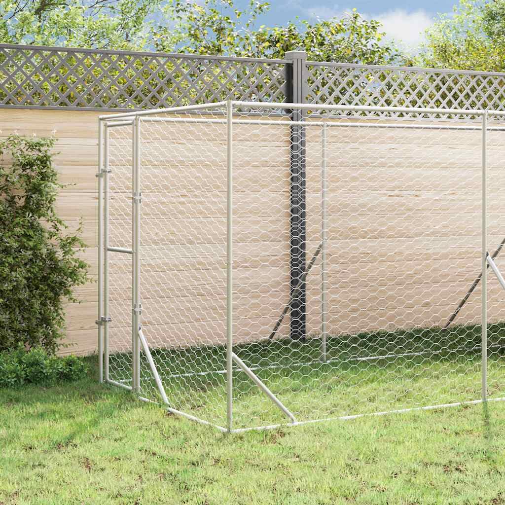 Galvanized Steel Dog Kennel, Outdoor Pet Enclosure 6.6x32.8x8.2