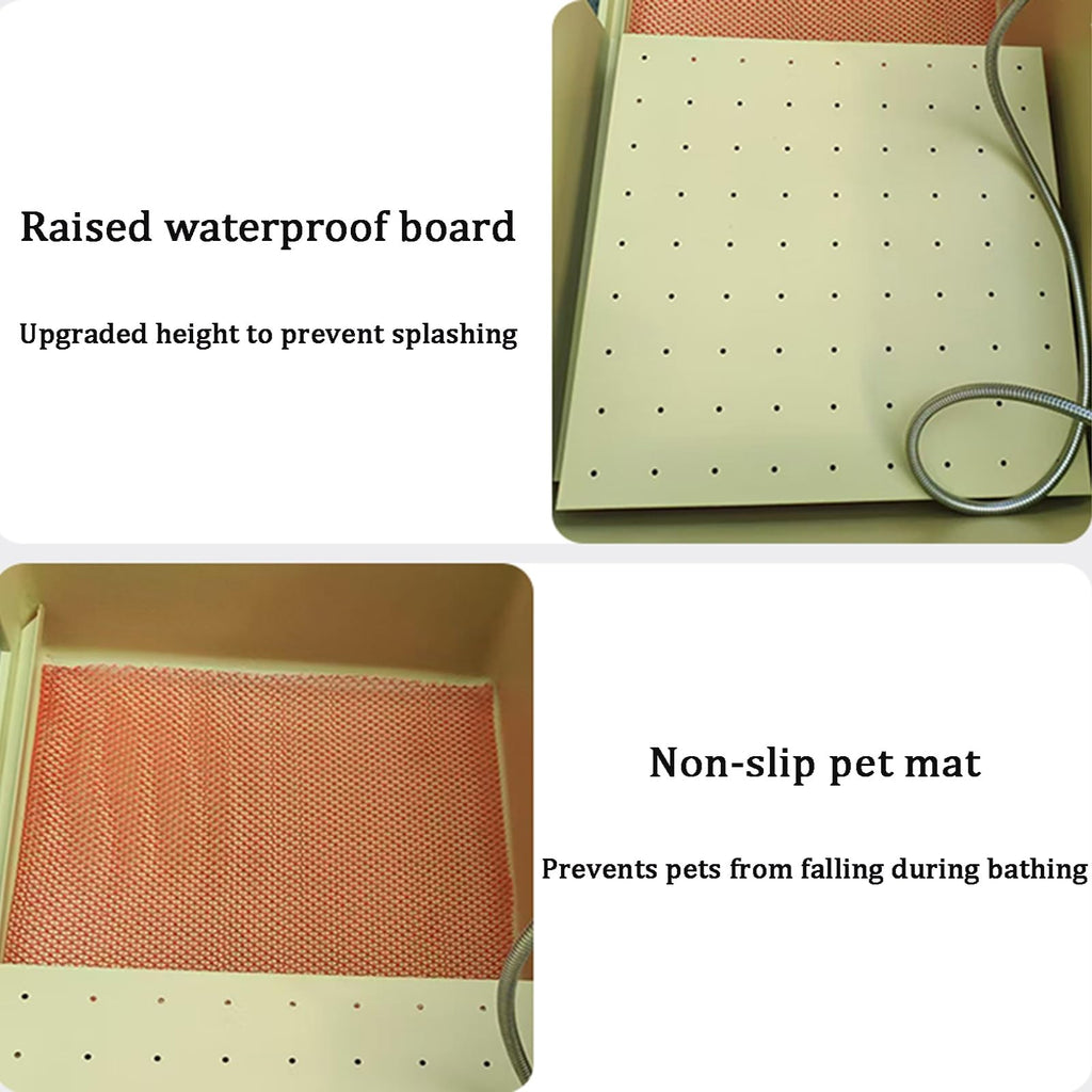80CM Stainless Steel Washing Station for Large Medium Small Pets, Dogs Professional Metal Bathtubs, Indoor Outdoor Pet Grooming Bath Tub with Mat(Green,100X60X90CM)