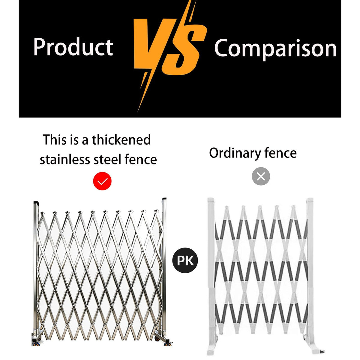 Stainless Steel Accordion Gate, Retractable Double-Opening Barrier