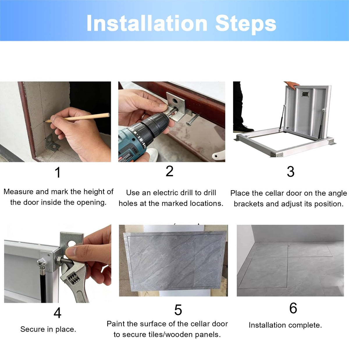 Flush Floor Cellar Gate with Hinged, Invisible Trap Door for Wood Flooring, Interior Crawl Space Access Panel for Home Renovation(60X29in/1520X740mm)