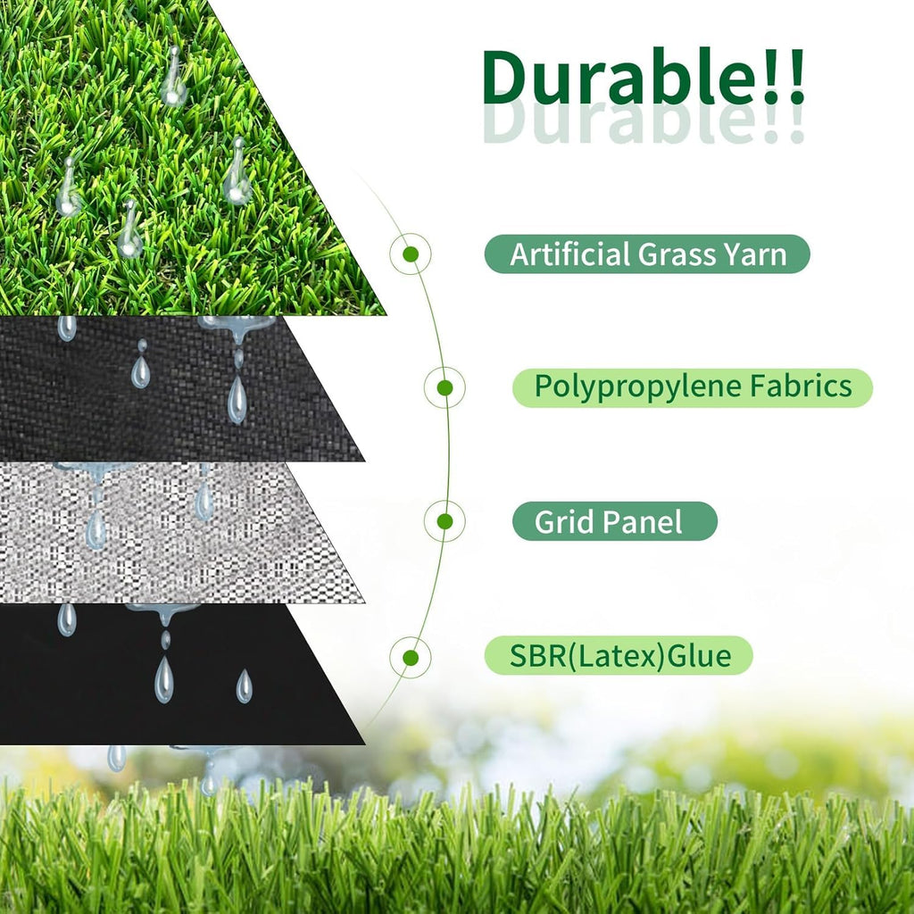 Artificial Grass Rug Indoor Outdoor, 13ft x 25ft (325 Square FT) Realistic Thick Synthetic Fake Grass Mat for Dogs, Garden Lawn Landscape Patio Grass