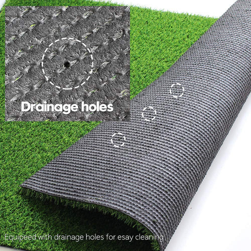 18mm Green Artificial Grass, Fake Faux Grass Turf Mat 15X30ft,Indoor Outdoor Garden Dogs Pet Synthetic Grass Carpet Doormat, Rubber Backed with Drainage Holes