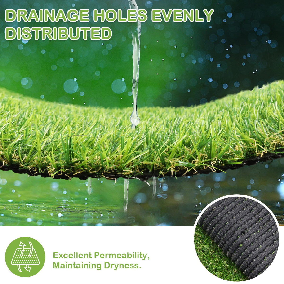 Artificial Turf Grass 13 FT × 42 FT, Realistic Fake Grass Rug with Drainage, 0.8" Height Outdoor Indoor Synthetic Grass Carpet Mat for Dogs, Balcony, Patio, Backyard, Customized