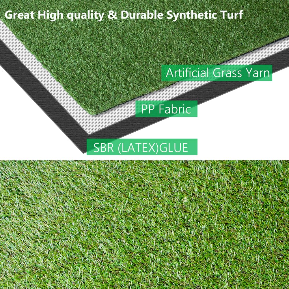 Artificial Synthetic Grass Turf 10FTx55FT(550 Square FT) 0.8" Pile Height Indoor Outdoor Pet Dog Fake Grass Turf with Drainage Holes for Garden Backyard Balcony Patio Landscape Lawn