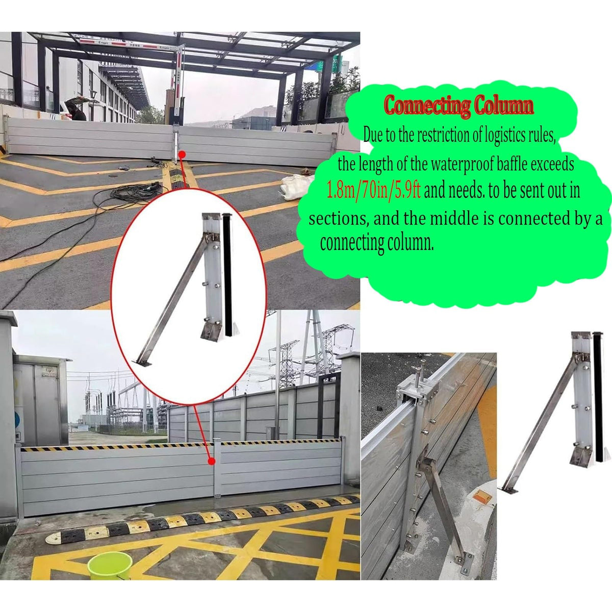 Reusable Metal Aluminum Flood Barriers/Gates for Home Doors, 2ft - 15.7ft Long Flood Prevention Barrier Water Stopper Shield,for Outside/Indoor/Garage Door/Basement/ (Color : L 380cm(12.5ft