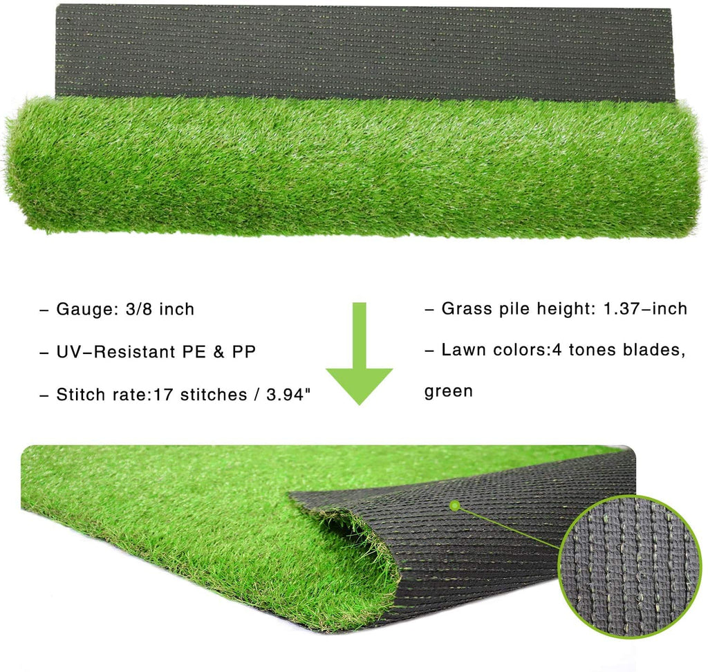 Artificial Grass for Dogs Indoor Outdoor Rug Carpet Customized Sizes Fake Grass for Pets, Realistic Artificial Turf Rug for Patio, Blade Height 1.38 Inch 11Feet X 38Feet