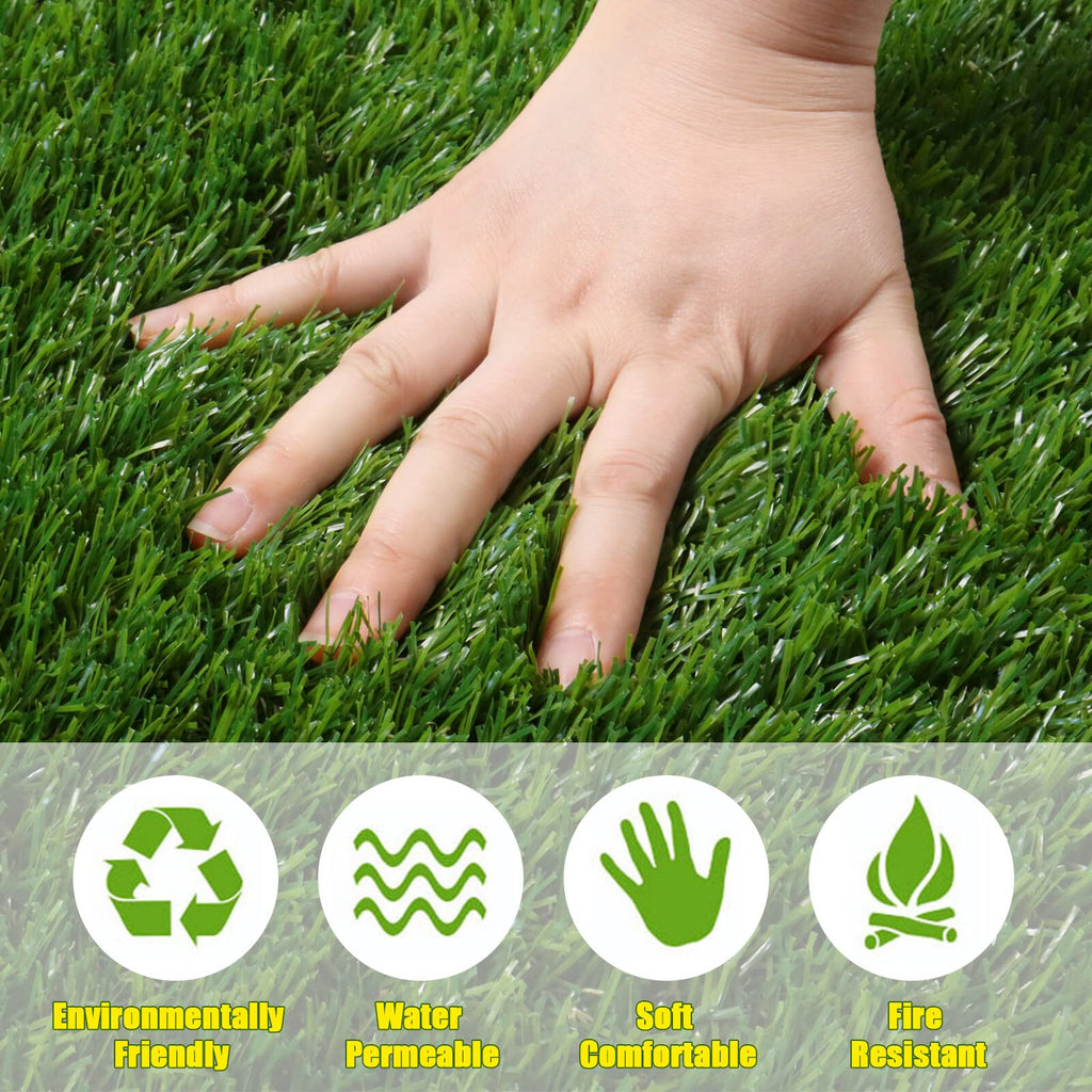 Artificial Grass Synthetic Thick Fake Grass Rug 8 FT x 47 FT, FREADEM Dog Artificial Turf Grass Mat with Drainage, for Outdoor Lawn, Garden, Patio, Landscape, Balcony, Pet Mat, 1.38" Pile Height