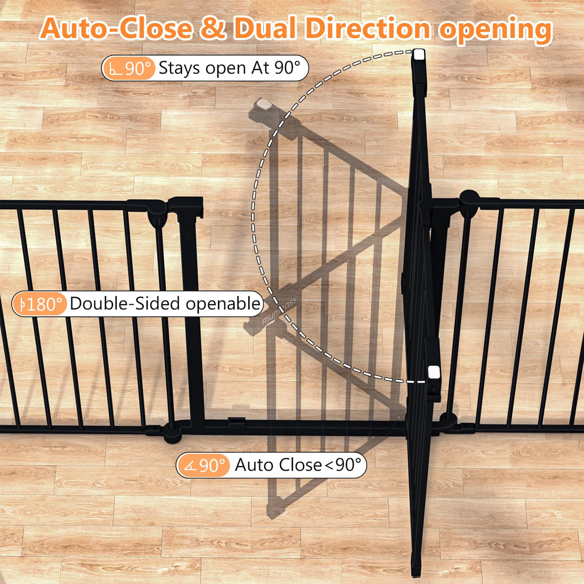199" Extra Wide Baby Gate, Play Yard Child Safety Gate, Dog Gates with Auto-Close Door, Double Locking System for The House Doorways, Fireplace, Kitchen, 8-Panels, 30" Tall
