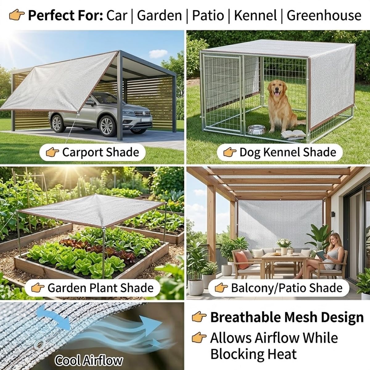 99% Reflective Aluminum Shade Cloth with Grommets, UV Protection Sun Shade Netting Tarp for Plant Greenhouse, Car Canopy, Dog Kennel & Outdoor Privacy(26x66ft/8.0x20m)