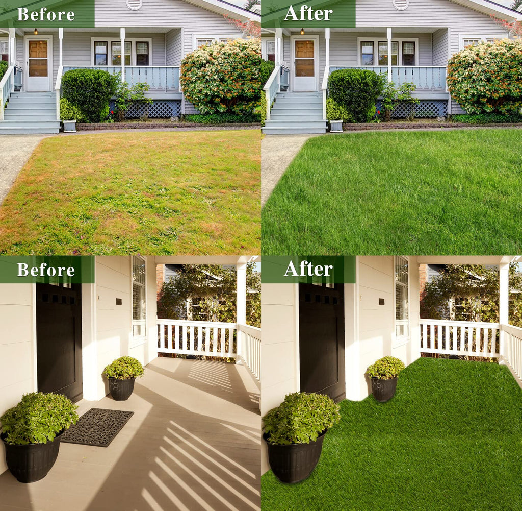 Artificial Grass for Pet Dogs 11' x 34', FREADEM Thick Synthetic Fake Grass Turf with Drain Holes, Indoor Outdoor Lawn Landscape for Gym Patio Balcony Playground Backyard, Height 1.38 Inch, Customized