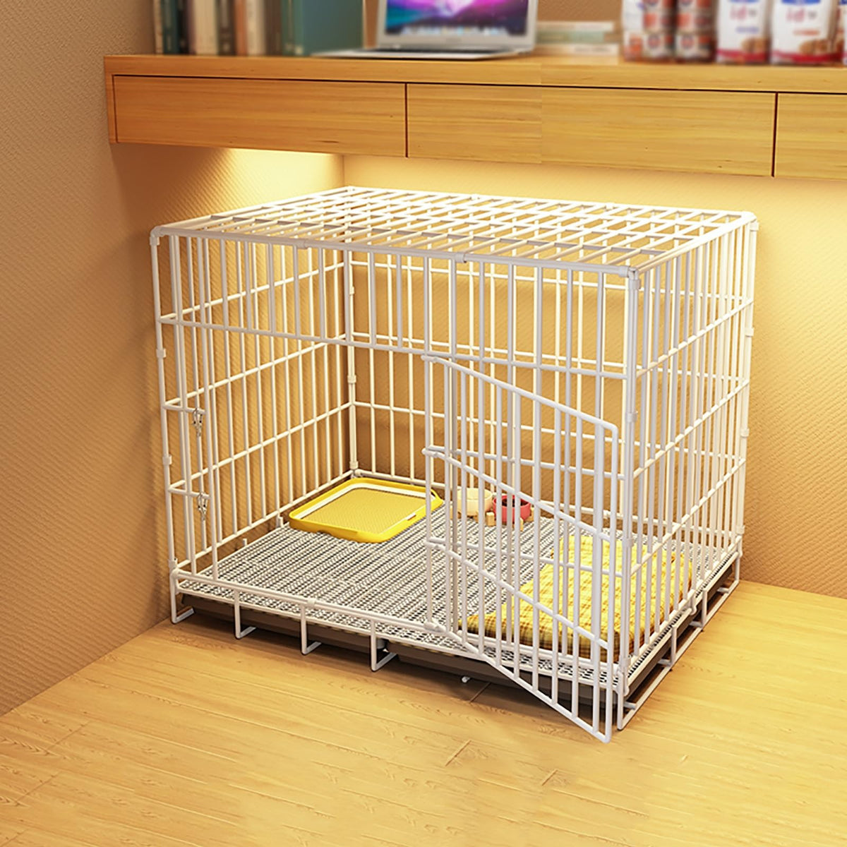 Puppy Crate, pet Playpen, Small Dog cage Indoor, Puppy Kennel, Foldable Home Pet Crate with Tray, Stable and Non-Wobble, Indoor Kennel for Small/Medium/Large Dogs(Black,50 * 33 * 40cm)