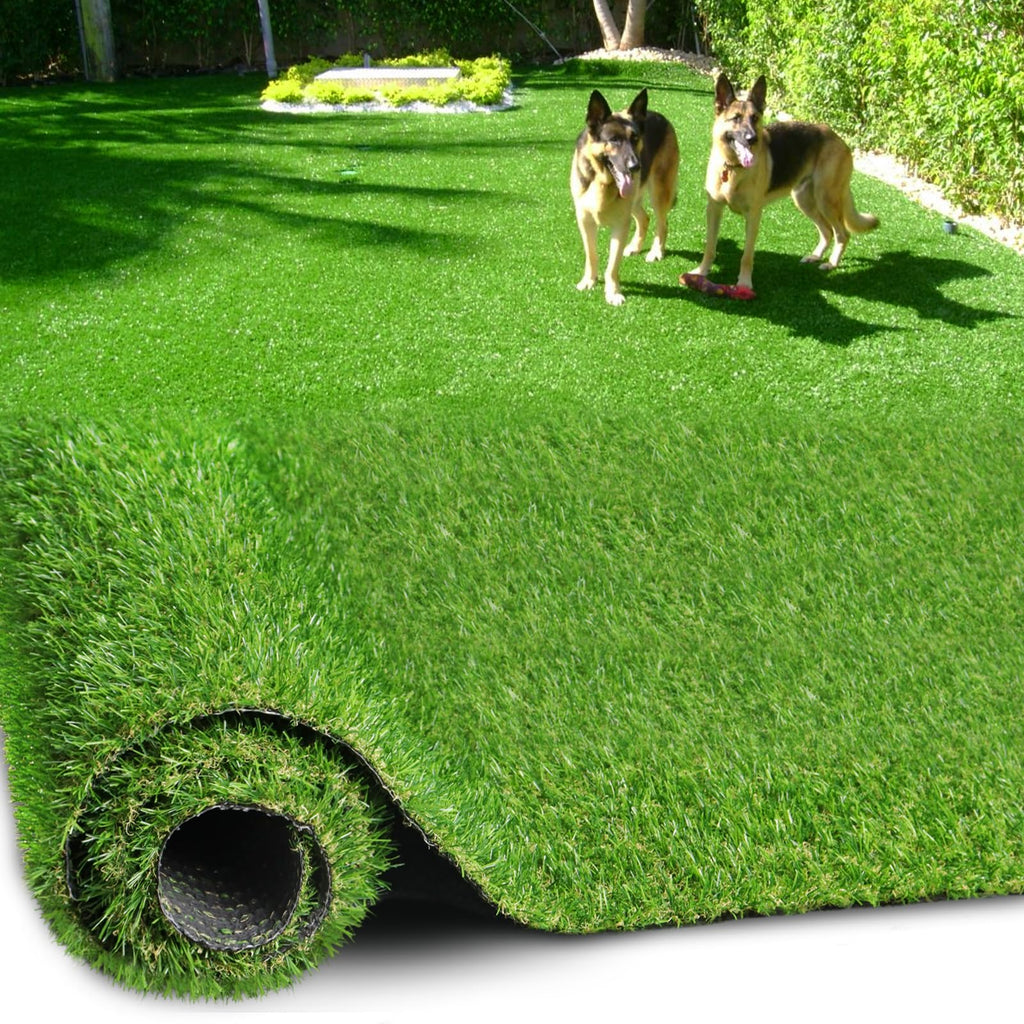 Artificial Turf Grass 13 FT × 42 FT, Realistic Fake Grass Rug with Drainage, 0.8" Height Outdoor Indoor Synthetic Grass Carpet Mat for Dogs, Balcony, Patio, Backyard, Customized