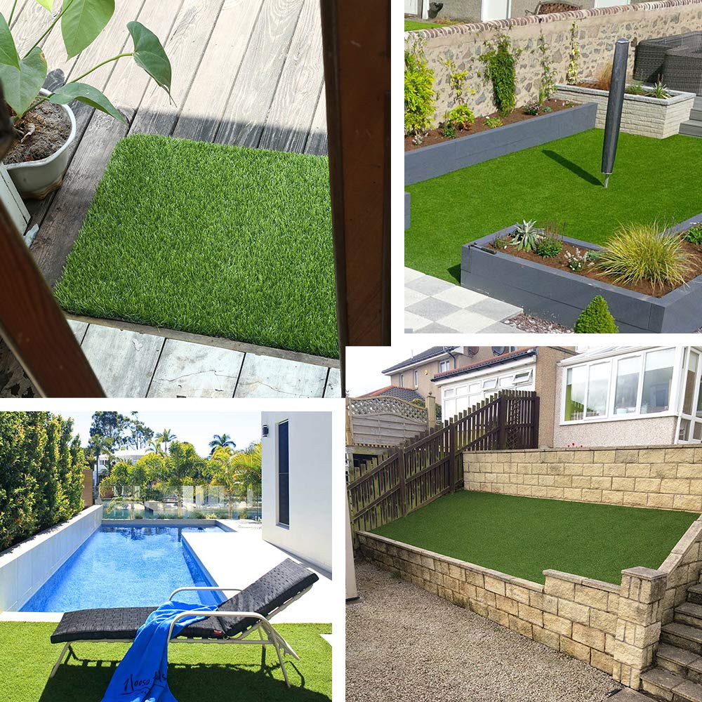 Artificial Grass Turf 11FTX37FT,1,38inch 4 Tone Realistic Synthetic Thick Fake Faux Grass Rug Astroturf Carpet Landscape for Dogs Indoor Outdoor Garden Lawn Mat, with Drainage Holes