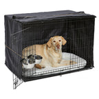 MidWest Homes for Pets Double Door iCrate Starter Kit, 42-inch Dog Crate Bundle for Large Dogs, Includes Cage, Pet Bed, 2 Bowls and Privacy Cover