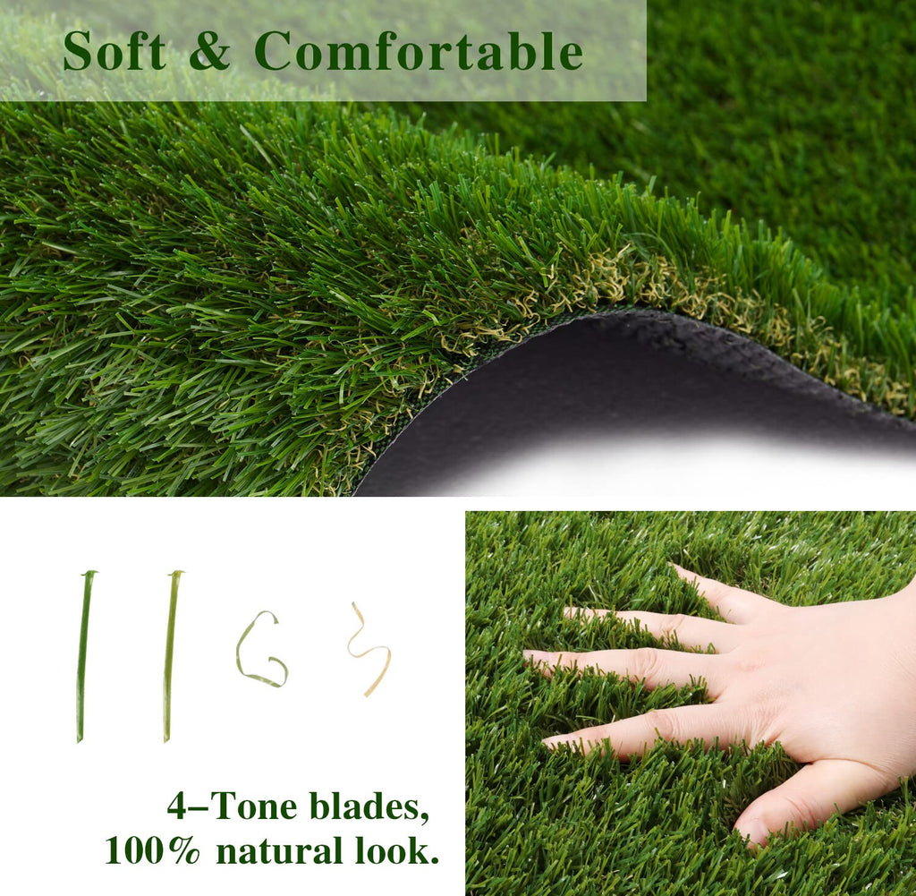 Artificial Grass for Pet Dogs 11' x 34', FREADEM Thick Synthetic Fake Grass Turf with Drain Holes, Indoor Outdoor Lawn Landscape for Gym Patio Balcony Playground Backyard, Height 1.38 Inch, Customized