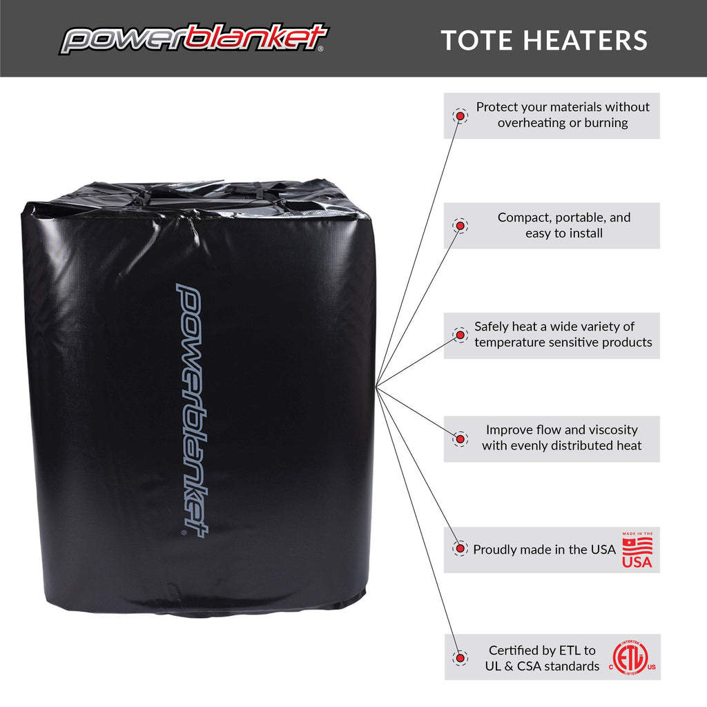 Powerblanket TH275 Insulated IBC Storage Tote Heater, 1440W with Adjustable Thermostat Controller, Fits 275-Gallon Containers, Black (Pack of 2)