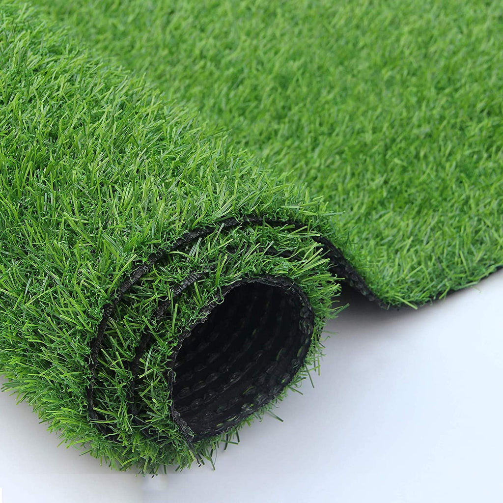18mm Green Artificial Grass, Fake Faux Grass Turf Mat 15X30ft,Indoor Outdoor Garden Dogs Pet Synthetic Grass Carpet Doormat, Rubber Backed with Drainage Holes