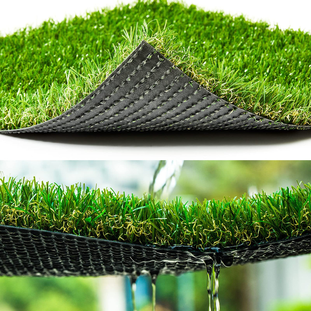 Artificial Grass Synthetic Thick Fake Grass Rug 8 FT x 47 FT, FREADEM Dog Artificial Turf Grass Mat with Drainage, for Outdoor Lawn, Garden, Patio, Landscape, Balcony, Pet Mat, 1.38" Pile Height