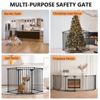 199" Extra Wide Baby Gate, Play Yard Child Safety Gate, Dog Gates with Auto-Close Door, Double Locking System for The House Doorways, Fireplace, Kitchen, 8-Panels, 30" Tall