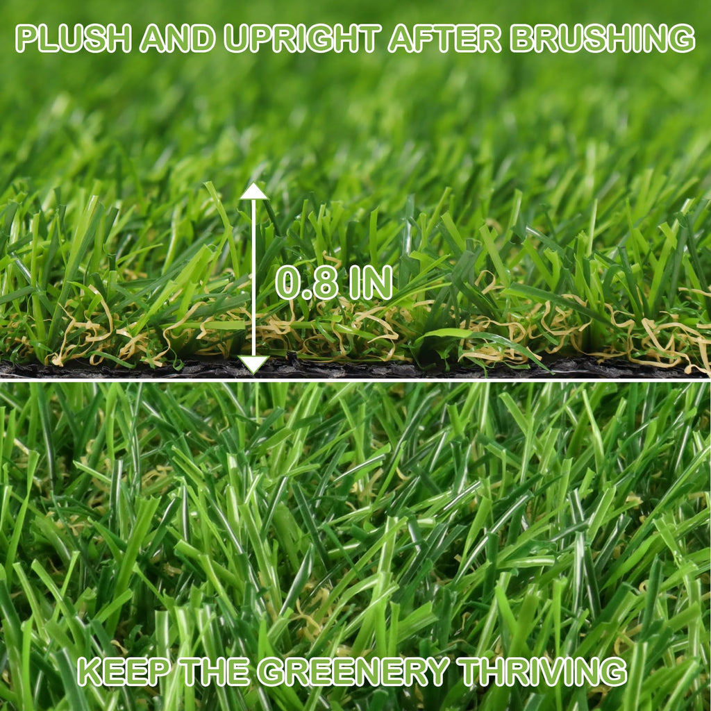 Artificial Turf Grass 13 FT × 42 FT, Realistic Fake Grass Rug with Drainage, 0.8" Height Outdoor Indoor Synthetic Grass Carpet Mat for Dogs, Balcony, Patio, Backyard, Customized