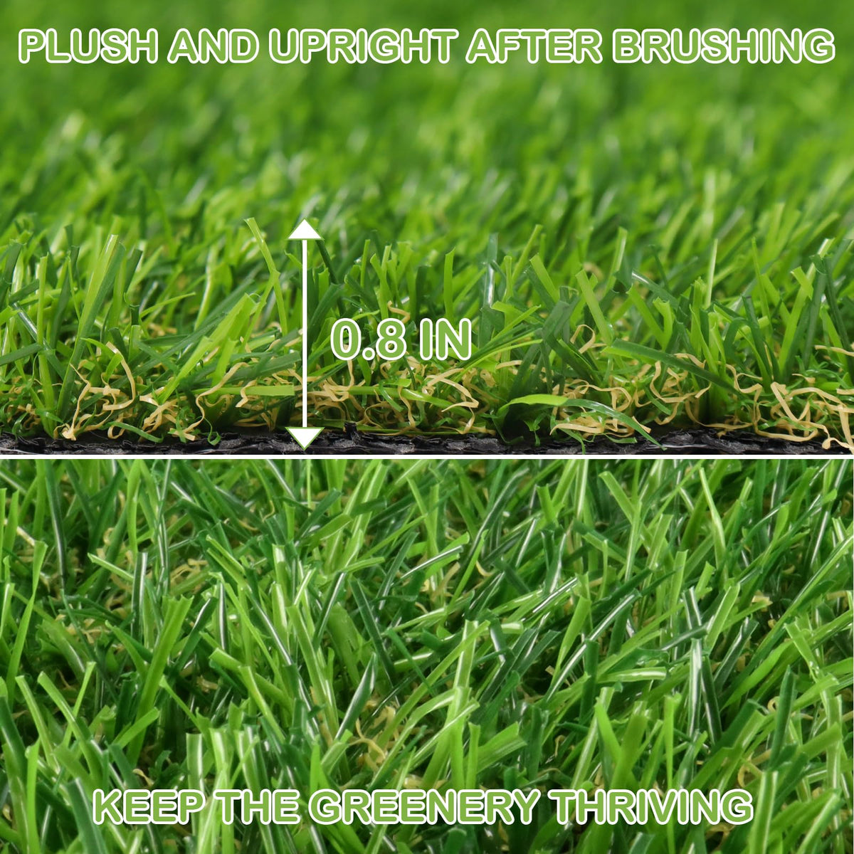 Artificial Turf Grass 13 FT × 42 FT, Realistic Fake Grass Rug with Drainage, 0.8" Height Outdoor Indoor Synthetic Grass Carpet Mat for Dogs, Balcony, Patio, Backyard, Customized