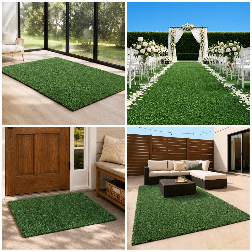 Artificial Turf 7 x 81 ft, Realistic Green Fake Grass with Drainage
