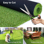 Artificial Synthetic Grass Turf 10FTx55FT(550 Square FT) 0.8" Pile Height Indoor Outdoor Pet Dog Fake Grass Turf with Drainage Holes for Garden Backyard Balcony Patio Landscape Lawn