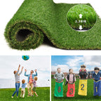 Artificial Grass for Pet Dogs 11' x 34', FREADEM Thick Synthetic Fake Grass Turf with Drain Holes, Indoor Outdoor Lawn Landscape for Gym Patio Balcony Playground Backyard, Height 1.38 Inch, Customized