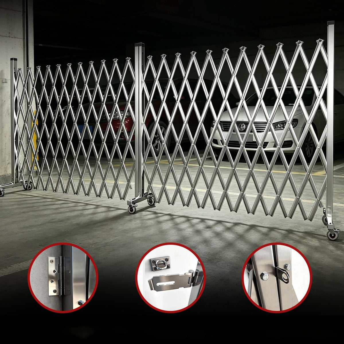 Stainless Steel Accordion Gate, Retractable Double-Opening Barrier