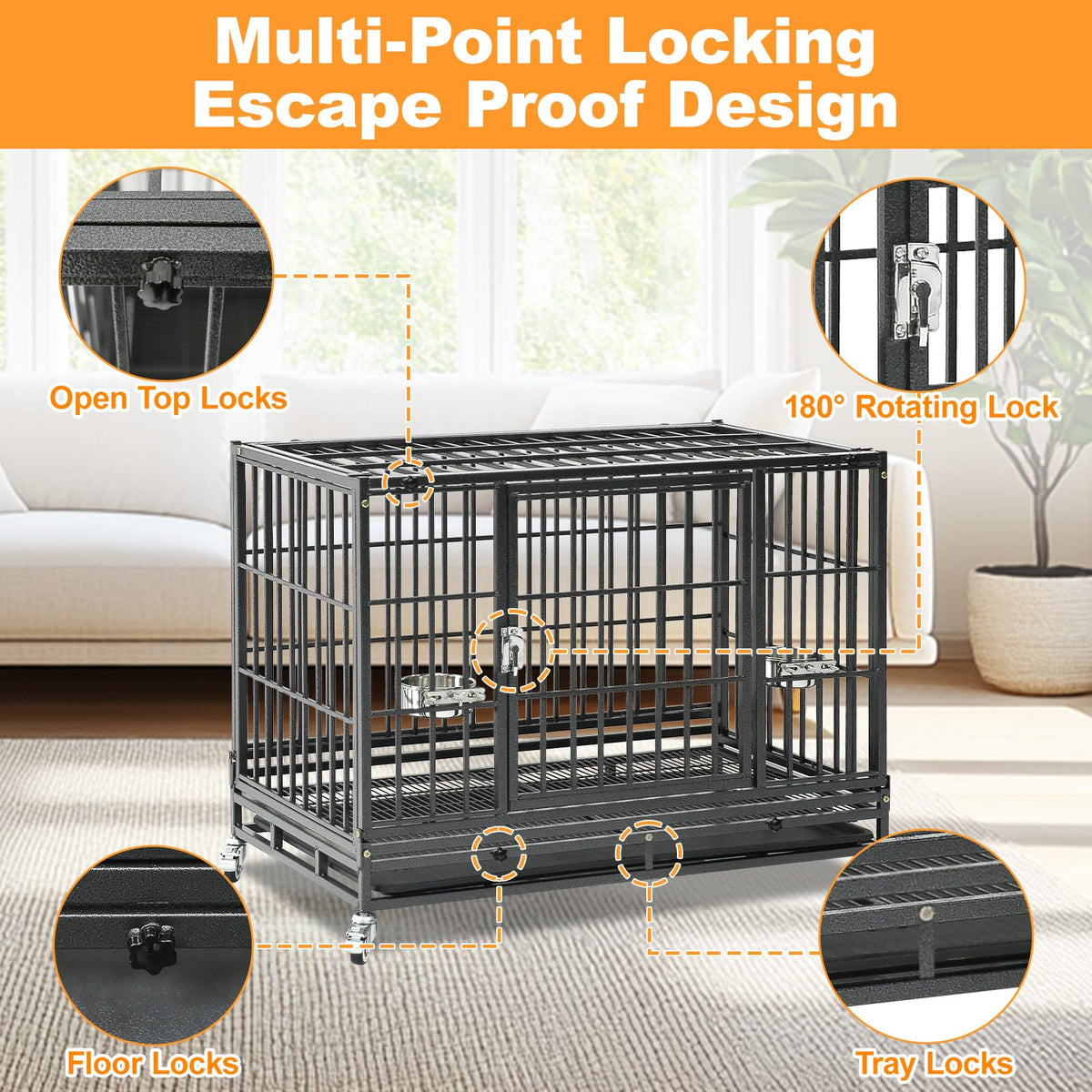 Homey Pet 3 Pack Three Tier 37" Heavy Duty Stackable Dog Crate with Wheels