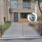 Expandable Stainless Steel Mobile Security Gate on Wheels - 350x120cm Flexible Folding Barrier for Garage, Airport, Road - Industrial Safety Solution