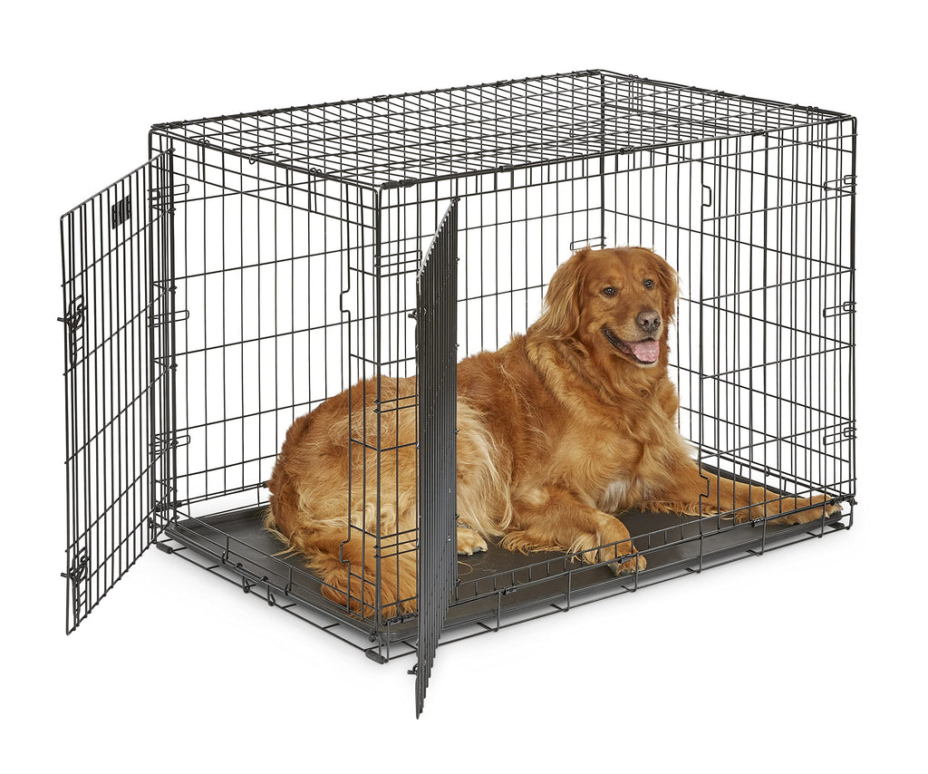 MidWest Homes for Pets Double Door iCrate Starter Kit, 42-inch Dog Crate Bundle for Large Dogs, Includes Cage, Pet Bed, 2 Bowls and Privacy Cover