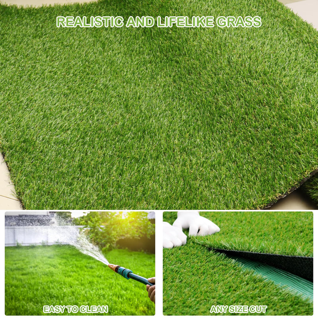 Artificial Turf Grass 13 FT × 42 FT, Realistic Fake Grass Rug with Drainage, 0.8" Height Outdoor Indoor Synthetic Grass Carpet Mat for Dogs, Balcony, Patio, Backyard, Customized