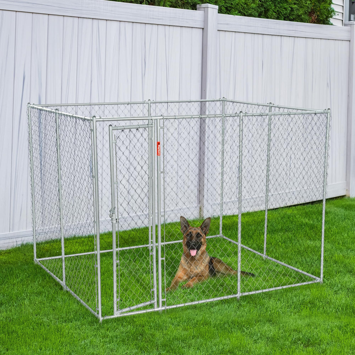 Lucky Dog 2-in-1 Galvanized Chain Link Dog Kennel, Silver, 6 Ft, 3-Pack